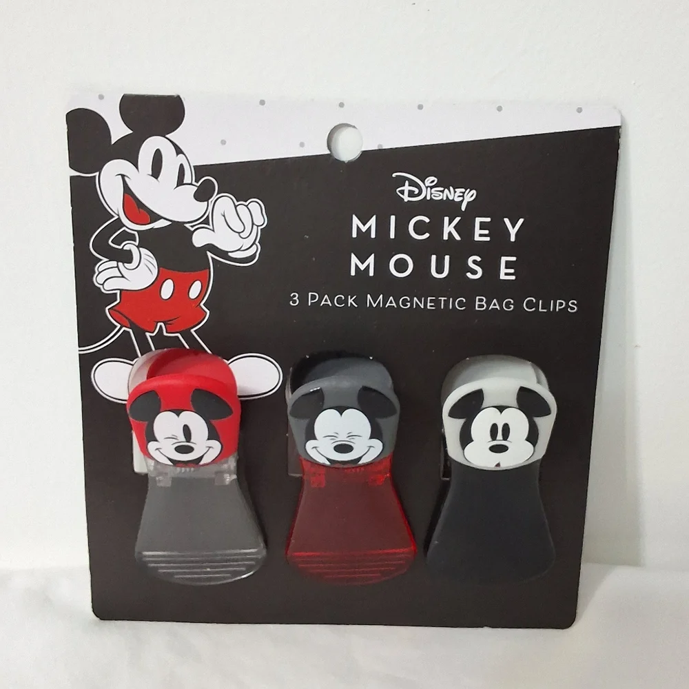 Disney Mickey Mouse Magnetic Chip Clips – Set of 3 Bag Clips for Food Storage
